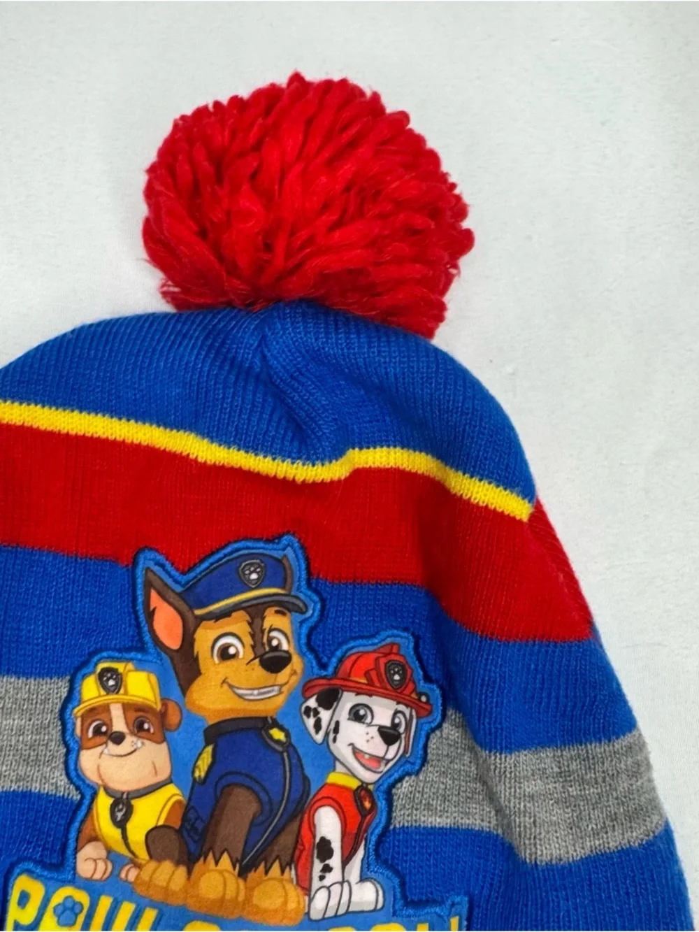 Nickelodeon Paw Patrol Red, Blue & Gray Knit Pom Earflap Hat